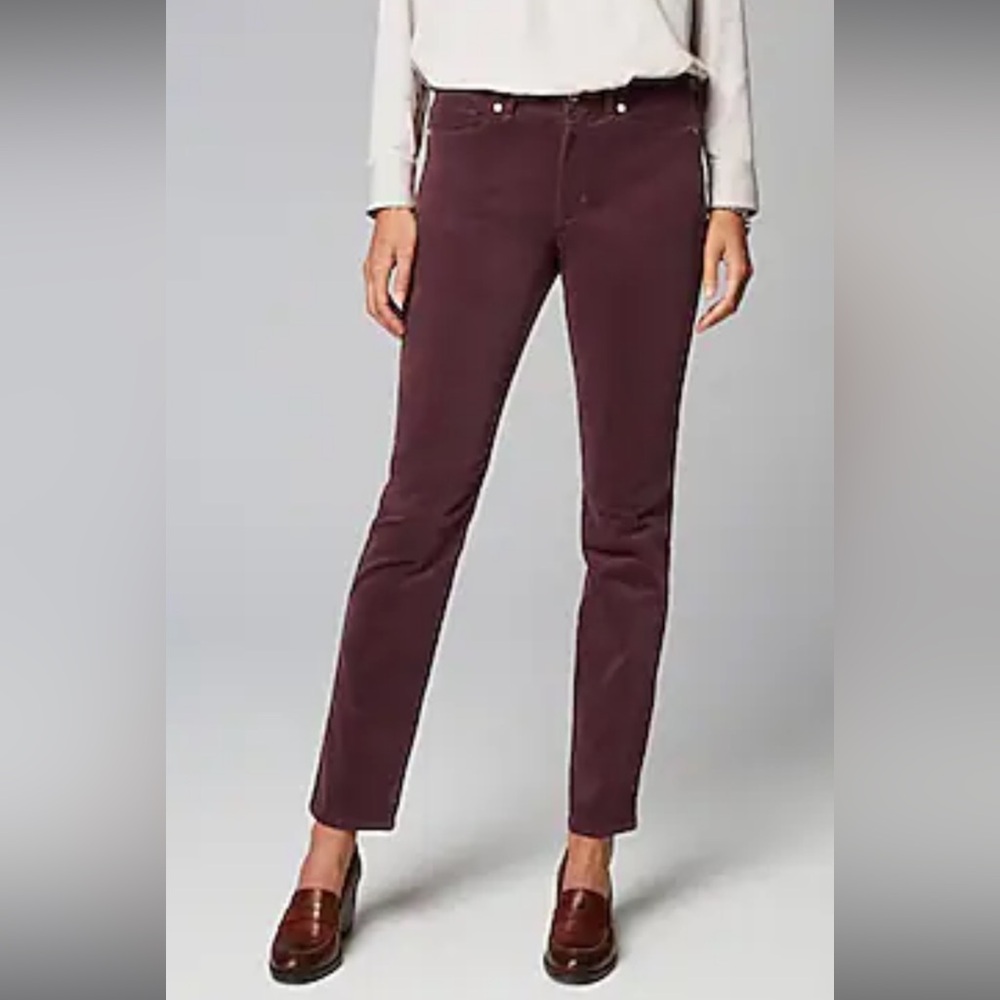 J.Jill Sz 18 Authentic Fit Slim-Leg Corduroy Pants, Spiced Wine